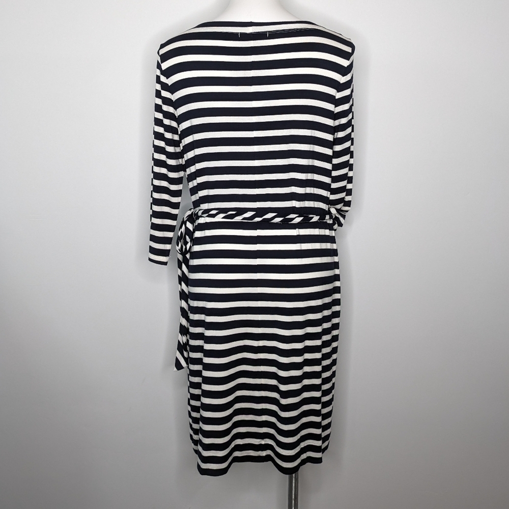 NWT Banana Republic Factory navy blue & white striped knee length dress L - Picture 5 of 8